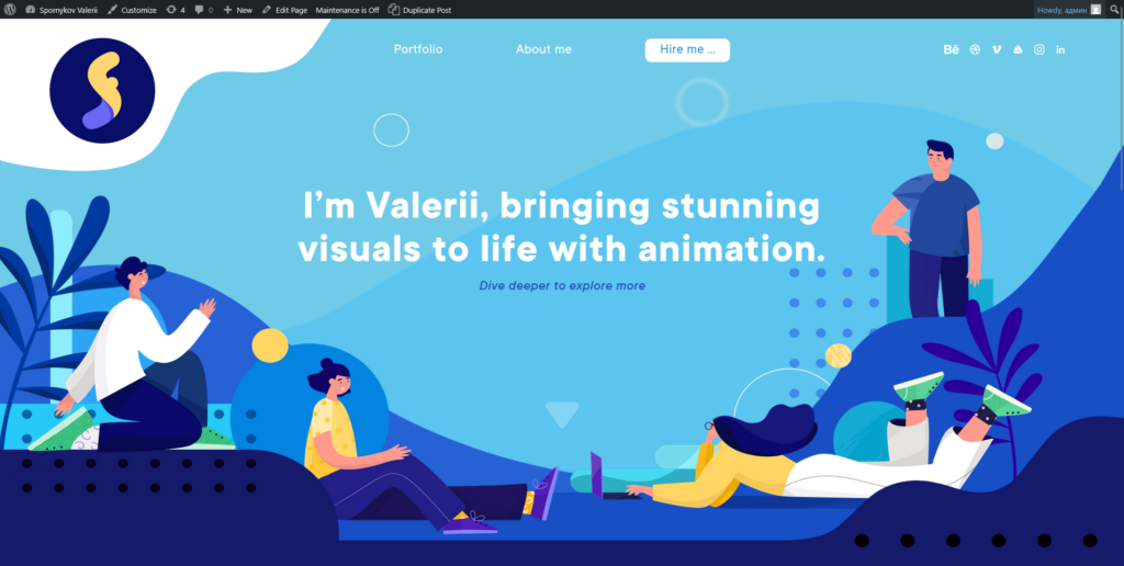 Сайт-портфоліо моушн-дизайнера Spornykov.com — розробка Ageenko Web Studio
